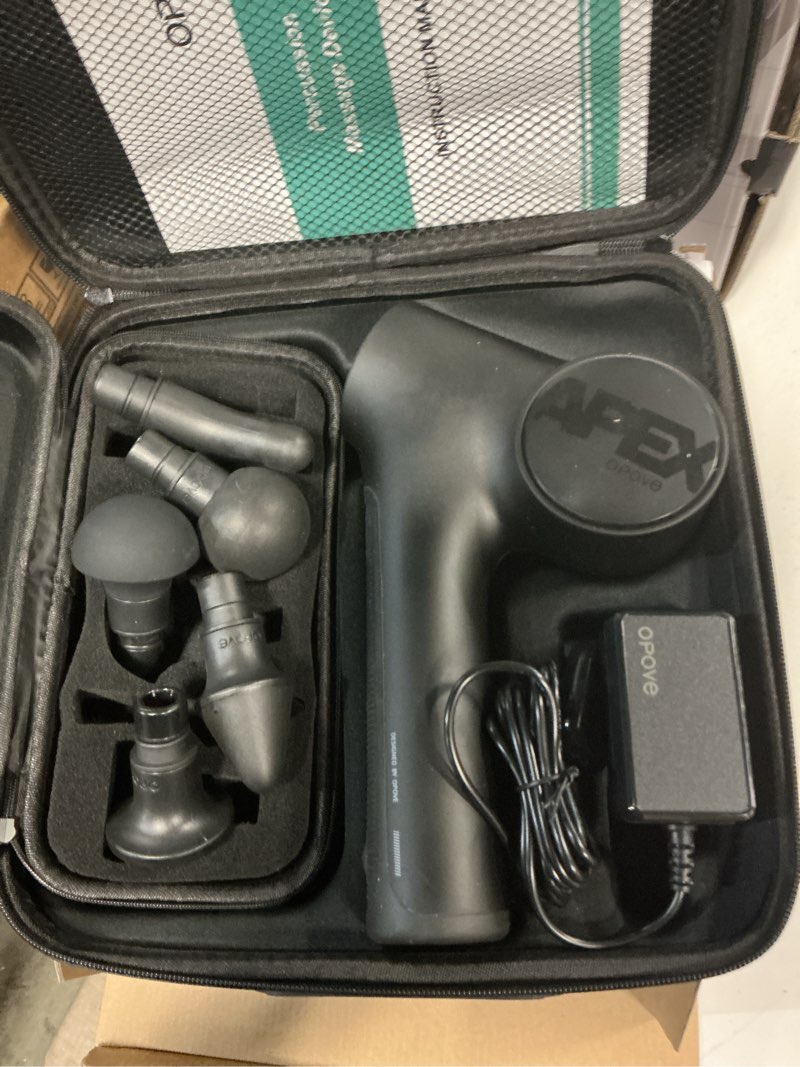 Condition photo showing Good Condition for opove apex massage gun deep tissue 14.5mm percussion fascia muscle massager for athletes workout pain relief recovery relaxation, professional therapist choice, ergonomic for effortless to use black