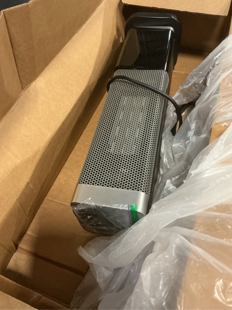 Condition photo showing As Is for space heaters for indoor use, 1500w ptc ceramic electric heater with thermostat, room temperature display, 70° oscillation, remote control, 12h timer, quiet portable heater for office bedroom