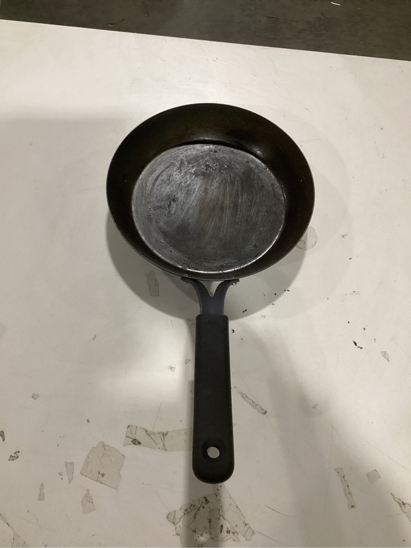 Condition photo showing As Is for Lodge Carbon Steel Skillet, Pre-Seasoned, 8-inch