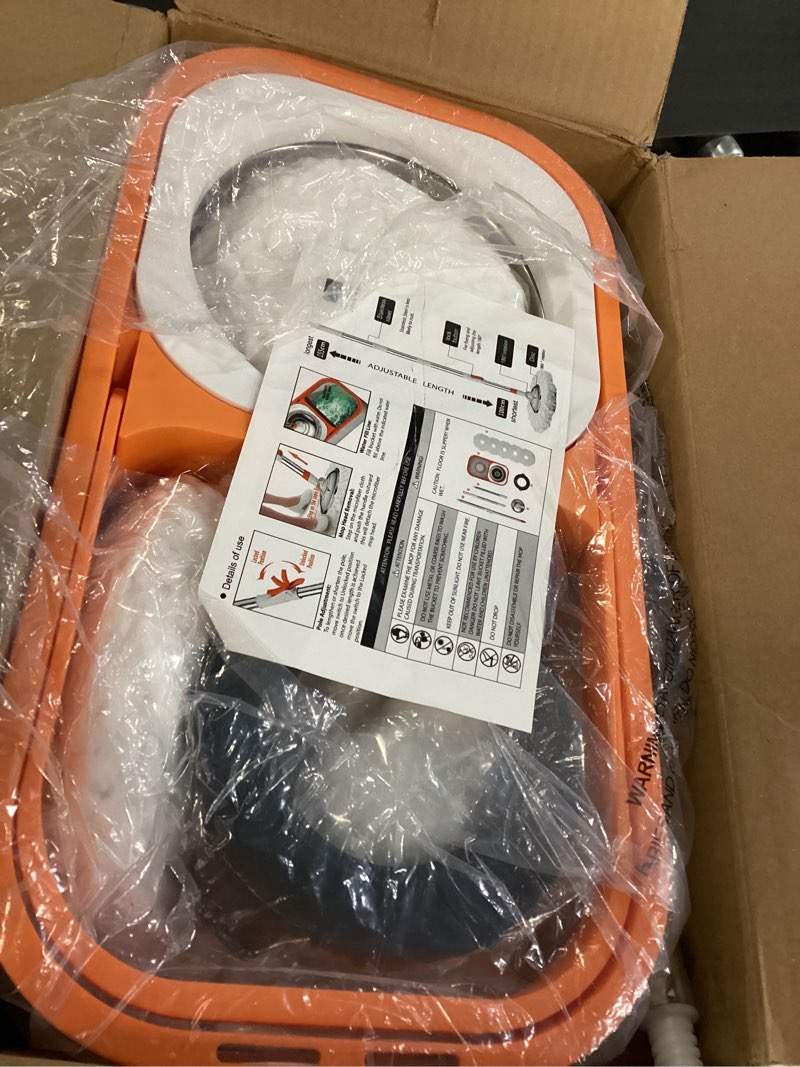 Condition photo showing Good Condition for Spin Mop Bucket with Wringer System Extended Mop Handle 61?Mop and Bucket for Floors Cleaning with 5 Replacement Head Refill 1 Cleaning Brush Head Spin Mop Set