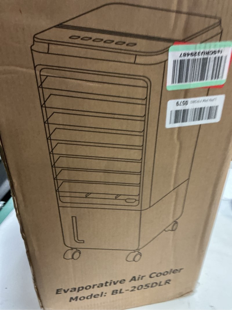 Condition photo showing New/Like New for portable air conditioners, 3-in-1 evaporative air cooler, swamp coolers w/ 3 ice pack, 1.85 gal water tank, 4 modes, 80° oscillation, 7h timer, portable ac for bedroom, room, indoor white