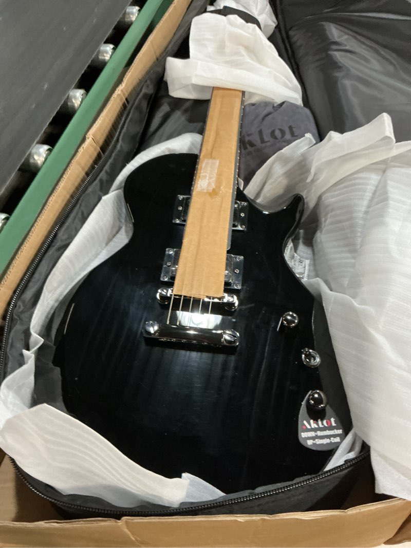Condition photo showing Good Condition for aklot 24-fret electric guitar kit, 40 inch single cut (lp style), modern playability coil-split humbucker pickups, 18:1 tuning pegs,w/guitar accessories gig bag,cable,strap,picks,strings,tuner,book