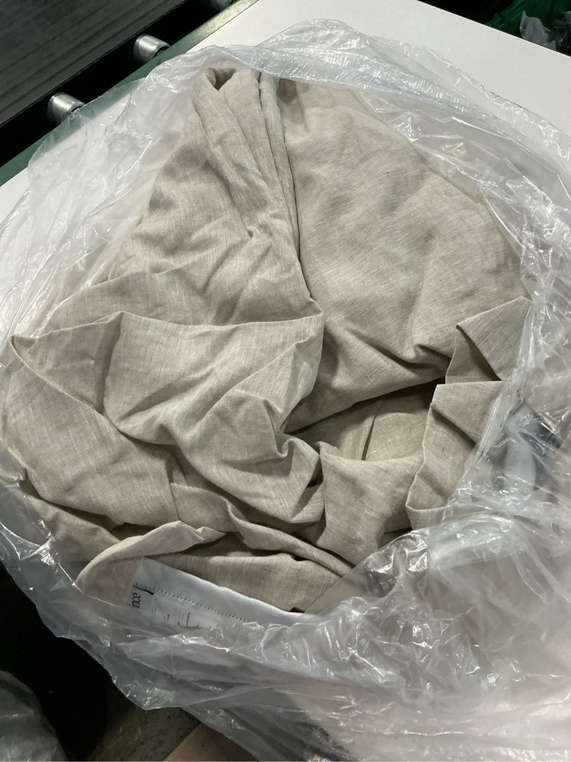 Condition photo showing Good Condition for european linen room darkening curtain - single panel, 96x96, flax