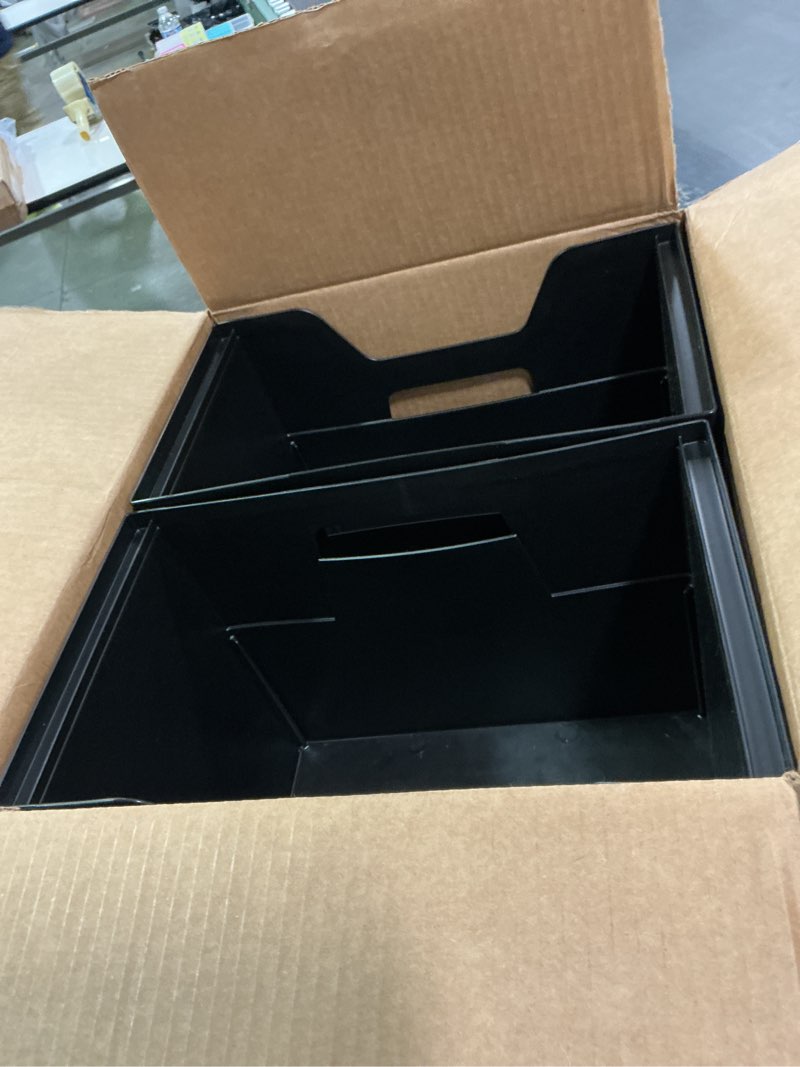 Condition photo showing Good Condition for IRIS USA Large Portable Desktop File Box with Open Lid, 4 Pack, Side Handles, Hanging File Folders, Tabs & Inserts, Letter Size, Magazines, Newspapers, Mail, Books, Notebooks, Black