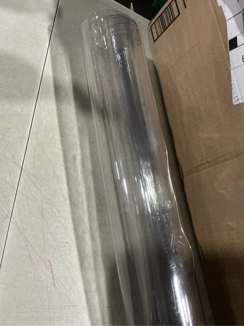 Condition photo showing As Is for 24"x60"crystal pvc table cover protector, waterproof pvc tablecloth, 2mm thickened protector for table, desk, coffee table, workbench,dresser, tv stand, counter