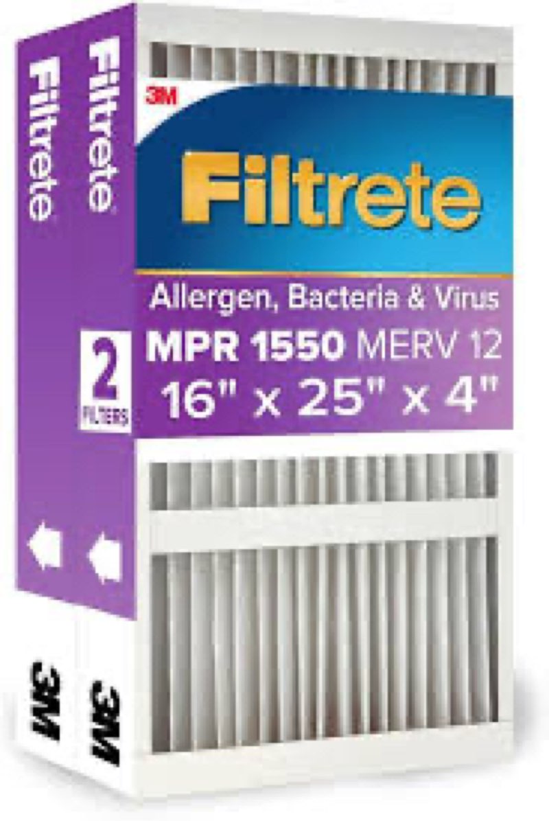 Filtrete 16x25x4 AC Furnace Air Filter, MPR 1550, MERV 12, Fits Lennox & Honeywell, CERTIFIED Asthma