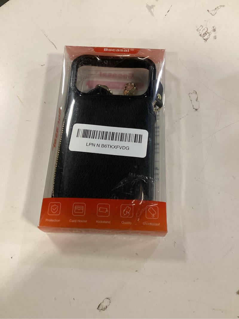 Condition photo showing Good Condition for bocasal for magsafe crossbody wallet case compatible with iphone 17 pro max, rfid blocking protective purse case with card slots holder kickstand wrist strap lanyard zipper 6.9 inch 5g (black) black for magsafe