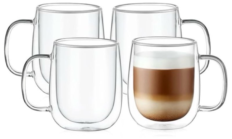 ymoxyi double wall glass coffee mugs 15.2oz glass mugs with handles cappuccino cup coffee mugs set o