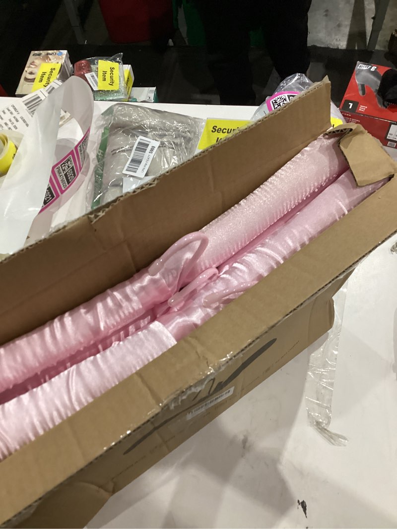 Condition photo showing Good Condition for TOPIA HANGER Padded Hangers for Women Clothing,17-inch Satin Hangers 10 Pack Thick Foam Padded No Shoulder Bump for Sweaters, Coat, Blouses, Dresses-Pink,CT18P-10 Pink 10 PCS