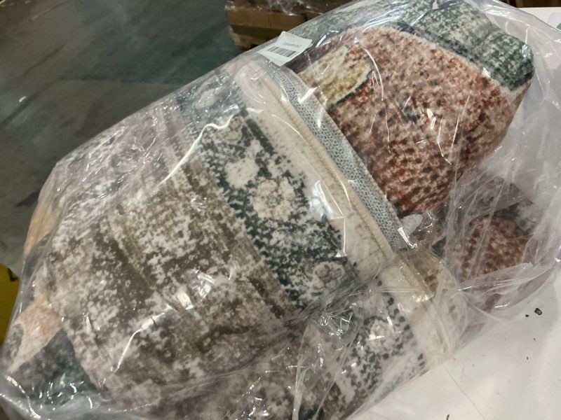 Condition photo showing Good Condition for Area Rugs 6'x9' Washable Non-Slip, Floral Vintage Distress Print Pattern Medallion Carpet for Living Room Bedroom Dining Room, Brick Red Rust Neutral Brown Burnt Orange Green Brick/Brown/Green 6' x 9' (Rectangular)