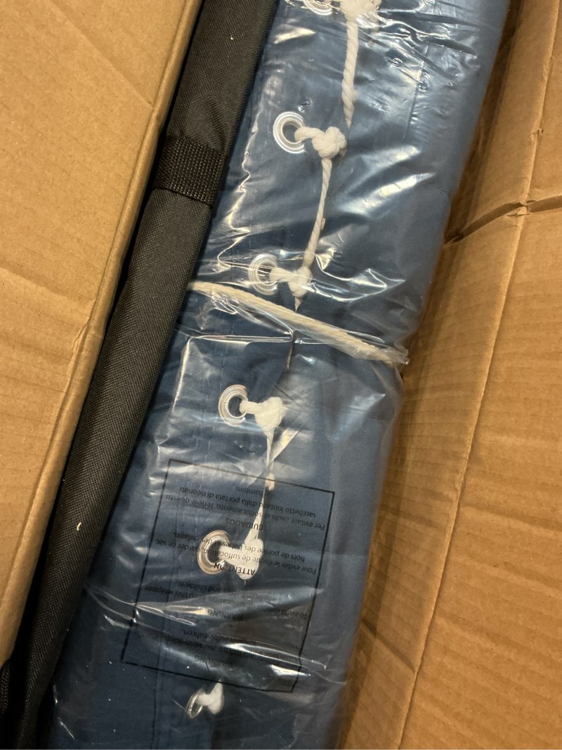 Condition photo showing New/Like New for superjare hammock with stand, 2 person quilted outdoor hammock, detachable pillow & bamboo spreaders, portable hammock with carrying bag, heavy duty stand, perfect for outside, patio, navy blue navy blue 62.9"w × 78.7''d × 43.3''h