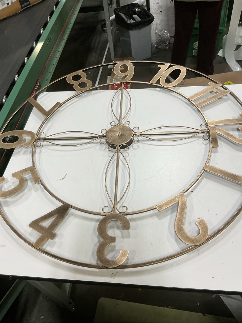 Condition photo showing As Is for VAN GOGH ART Wall Clock, Large Wall Clock for Living Room Kitchen Mantel, Completely Silent Non Ticking Battery-Operated Metal Round Rustic Modern Bronze Wall Clock - 36 Inch Arabic Number Bronze Arabic Number 36 Inch