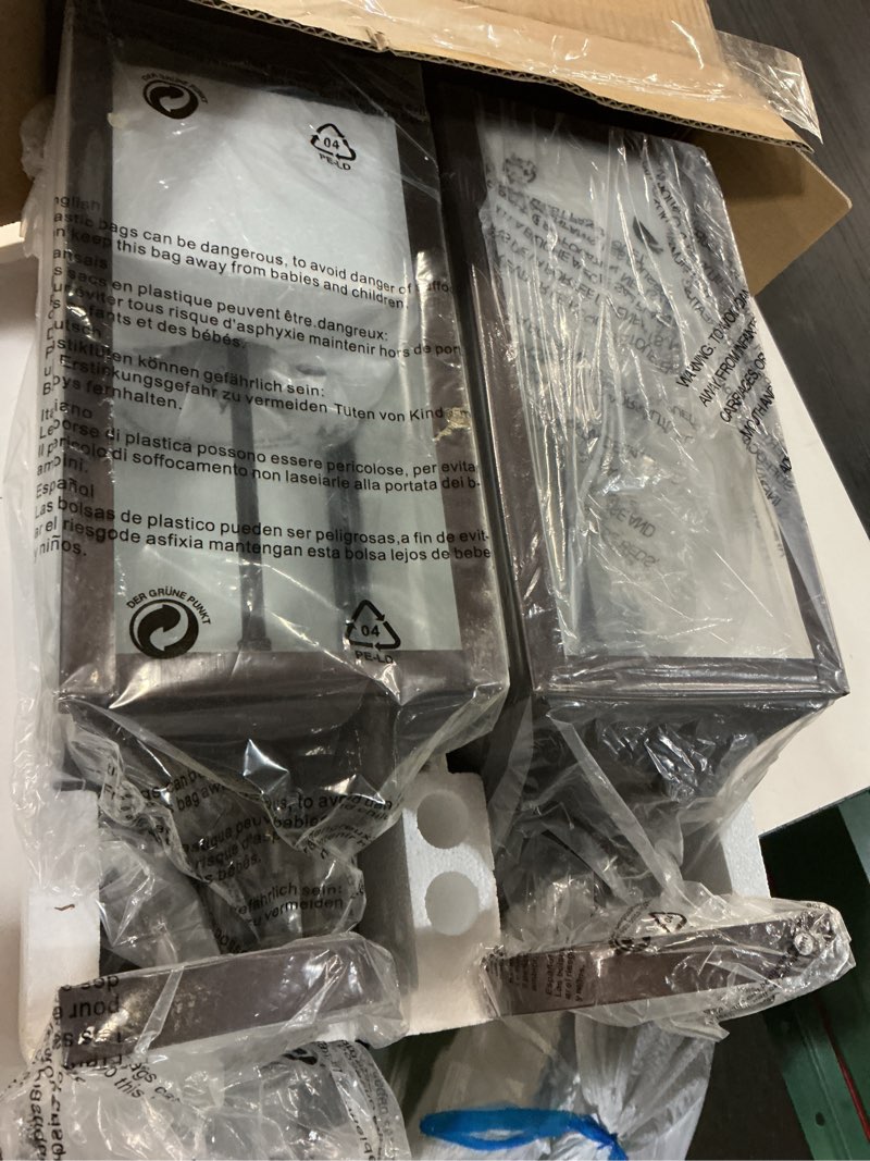 Condition photo showing Good Condition for oil rubbed bronze dusk to dawn outdoor wall lighting, 19" large outside modern wall sconce lantern, industrial porch light wall mount, waterproof farmhouse exterior lamp 2-light brown, 2 pack 19 inch dusk to dawn bronze