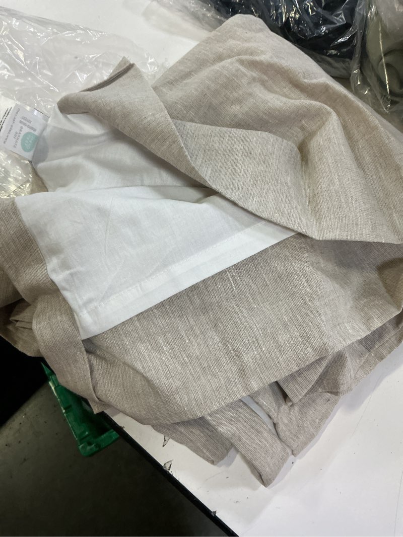 Condition photo showing As Is for european linen curtain, 48x84, flax