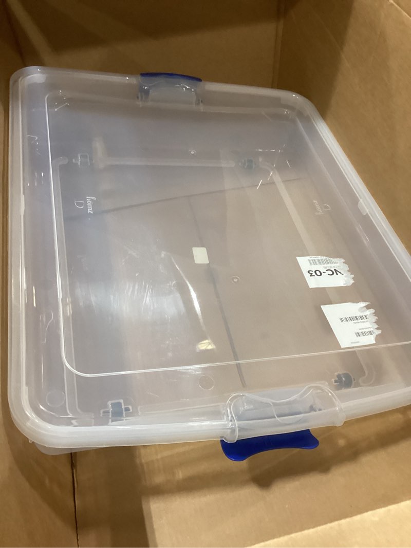 Condition photo showing Good Condition for clear underbed storage container,stackable bin with latch lid,clear plastic containers,with lids and wheels-blue