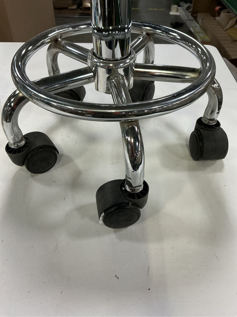 Condition photo showing As Is for KKTONER PU Leather Modern Round Rolling Stool with Footrest Height Adjustable Spa Drafting Salon Tattoo Work Massage Stools Task Chair Small (Black)