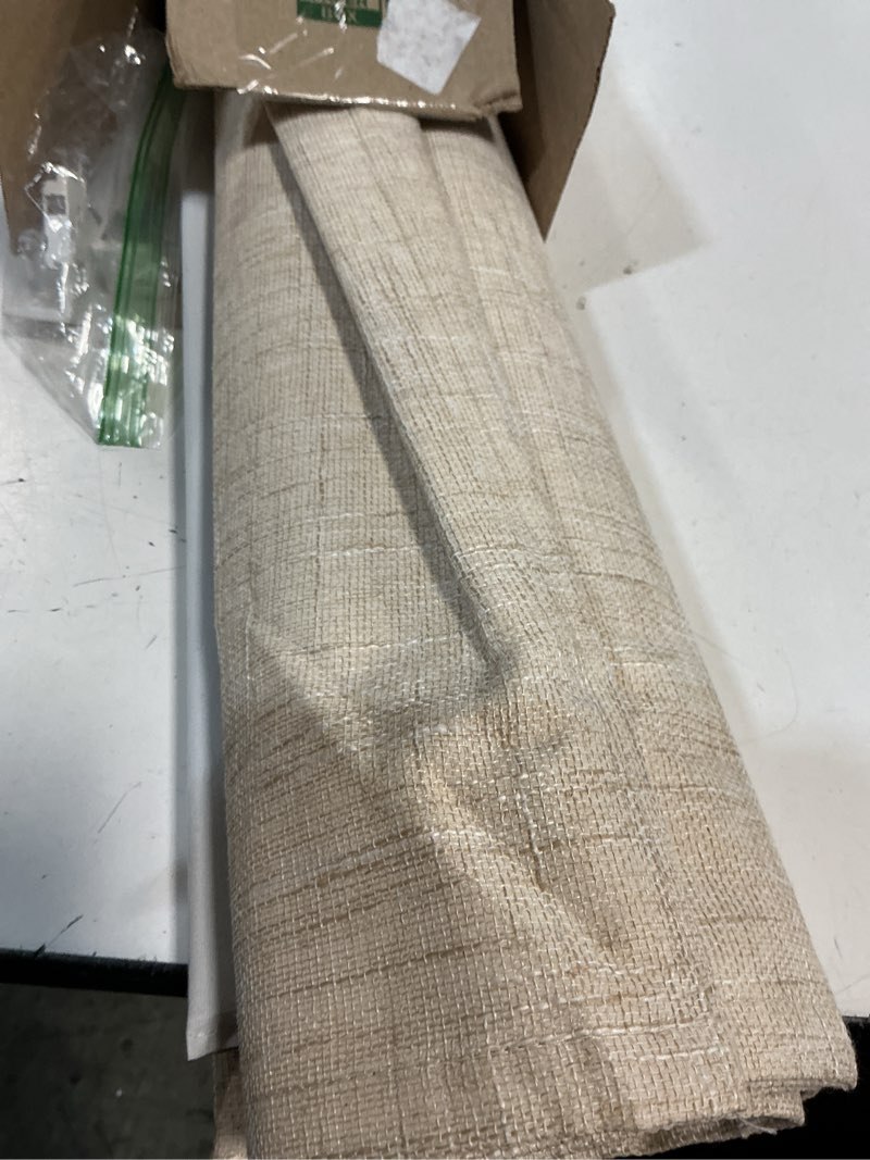 Condition photo showing Good Condition for sun zero seraphina textured 100% total blackout cordless roman shade, taupe, 31" w x 64" h taupe 31"w x 64"h