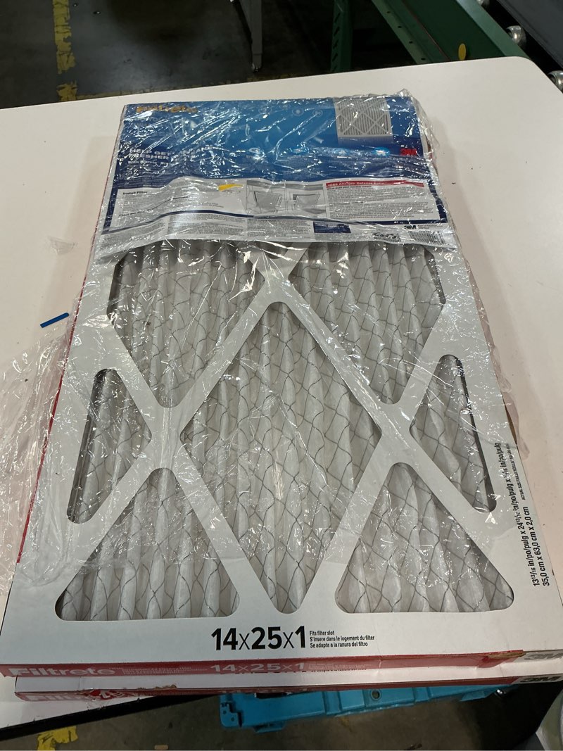 Condition photo showing As Is for filtrete 14-in w x 25-in l x 1-in merv 11 1085 mpr allergen defense extra electrostatic pleated air filter (2-pack)