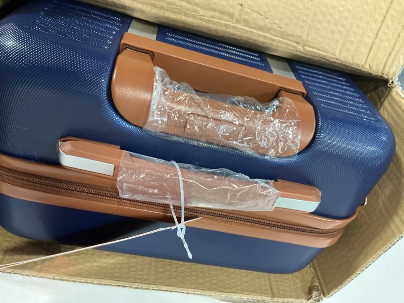 Condition photo showing New/Like New for cosbarn carry on luggage set 22x14x9 airline approved, 3 piece 20 inch lightweight abs hardside suitcases with wheels and tsa lock, durable waterproof travel suitcase for men women carry on luggage with duffel bag dark blue