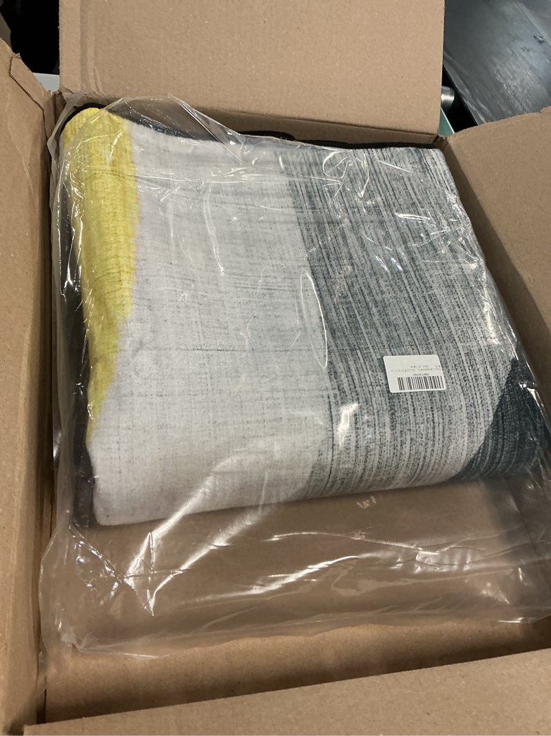 Condition photo showing New/Like New for Area Rug Washable 3.3'x5' Ft Non Slip Rubber Backing Foldable Geometry Durable Rug for Living Room, Bedroom, Home Office Grey Yellow3.3x5 5' x 3'3" (Rectangular)