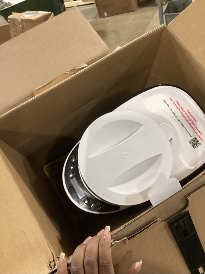 Condition photo showing As Is for baby brezza new and improved formula pro advanced formula dispenser machine - automatically mix a warm formula bottle instantly - easily make bottle with automatic powder blending, white formula pro advanced dispenser