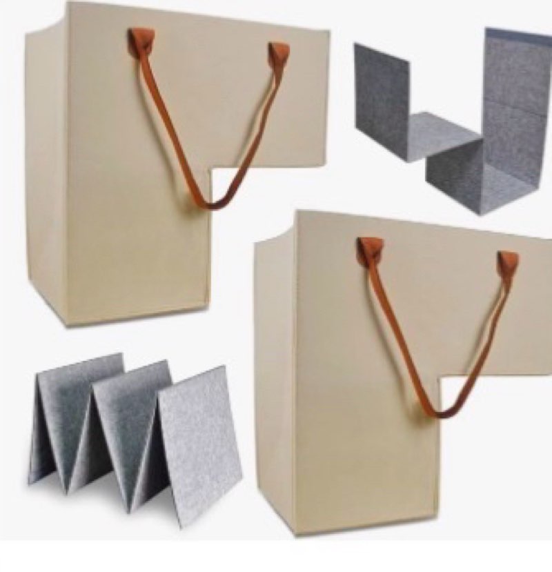 (2 PACK) Stair Basket -Foldable L-Shape step Storage Basket with 2 Pcs Supporting Insert and PU Leat