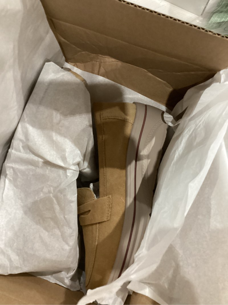 Condition photo showing Good Condition for Veroders Women's Suede Platform Loafers Slip-On Comfortable Penny Wedge Loafers Thick Soft Walking Shoes for Dressy Casual Work 9 3039 Beige