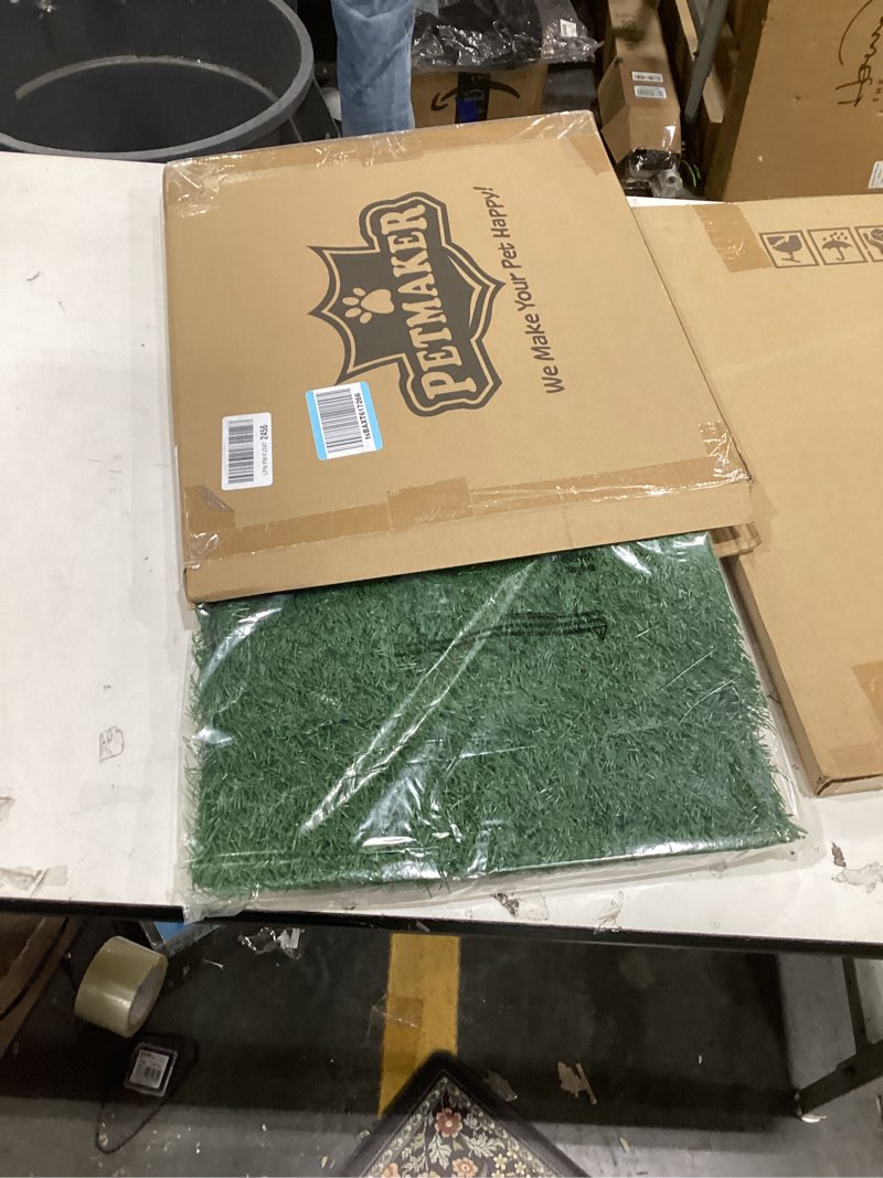 Condition photo showing As Is for Artificial Grass Puppy Pee Pad for Dogs and Small Pets - Set of Three 18.25x14.25 Inch, Reusable 3-Layer Turf Pads for Dogs - Indoor and Outdoor Fake Grass Potty Pet Supplies by PETMAKER Small Replacement Pads