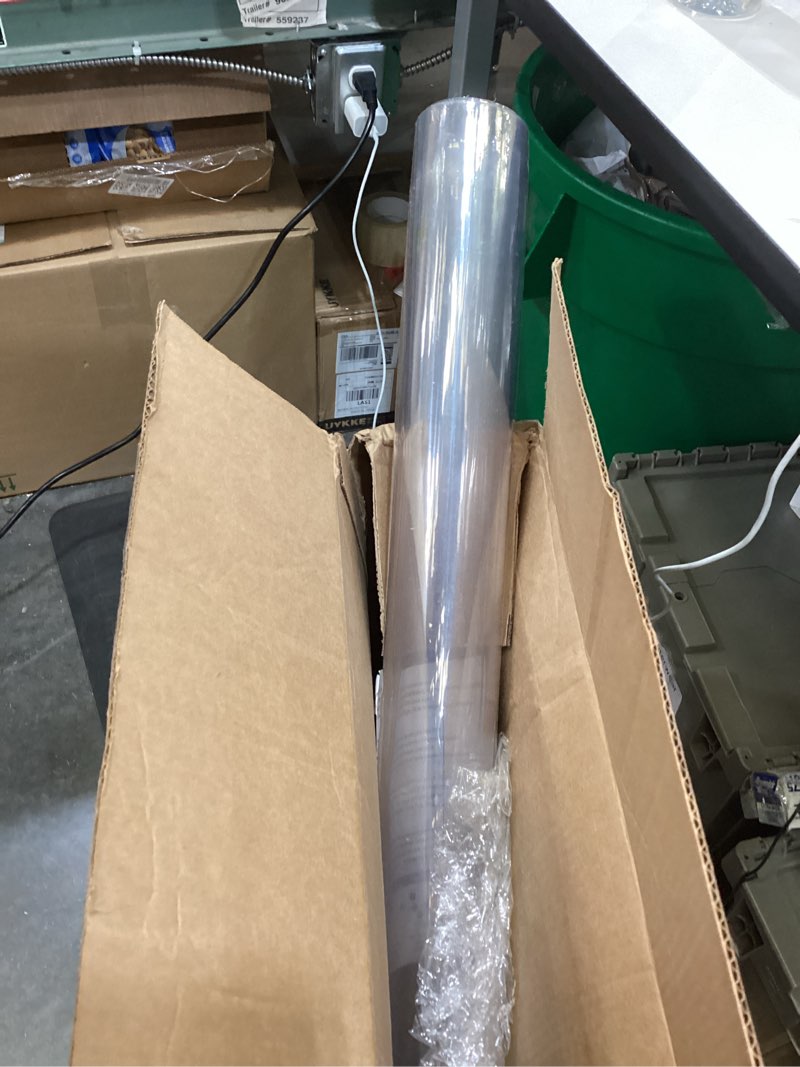 Condition photo showing Good Condition for Clear Table Protector 54 x 54 Inch, 1.5mm Thick Plastic Table Cover, Waterproof PVC Clear Table Cover Protector, Desk Protector Mat, Writing Desk Pad for Desktop, Coffee & Dining Room Table 54" x 54" (Square) Crystal Clear