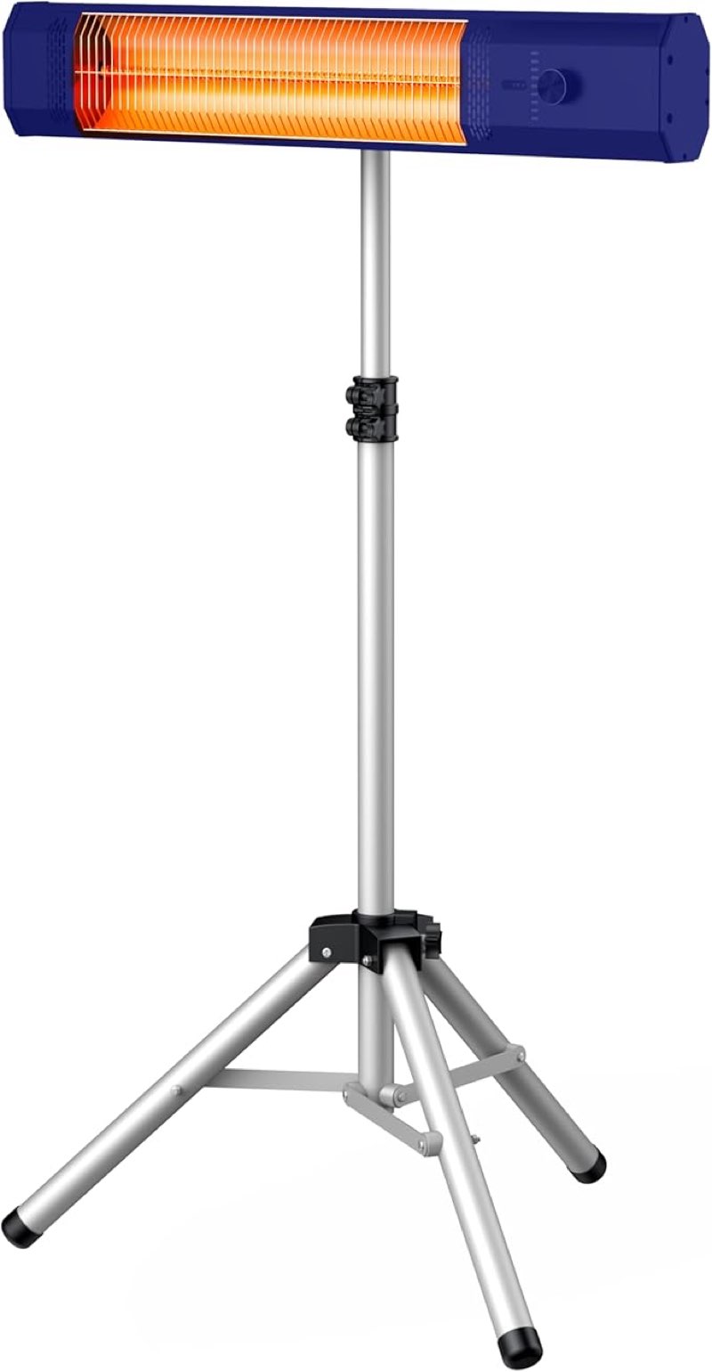 Outdoor Patio Heater w/Remote, Infrared Stand Heater w/Tripod, 68''Adjustable Height, IP65 Waterproof, 1500W, 9H Timer&Child Lock, Tip-Over&Overheat Protection, Navy