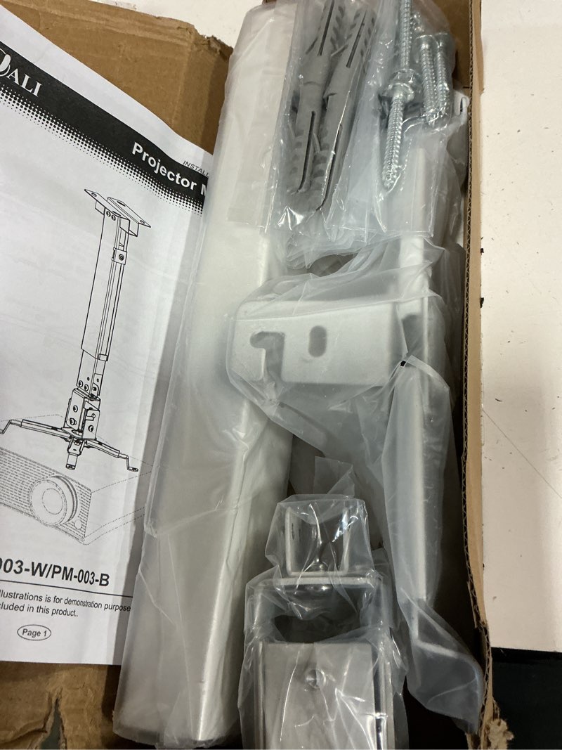 Condition photo showing Good Condition for wali projector mount ceiling/wall - universal 3-in-1 bracket with extension pole, height adjustable holder for lcd/dlp projectors, supports up to 44lbs (pm-003-w), white