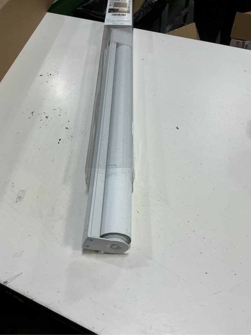 Condition photo showing As Is for shademoon cordless blackout window roller shades, pull down spring system indoor blinds, room darkening waterproof uv blocking thermal insulated fabric for home office (white, width 23", height 72") white 23"w x 72"h