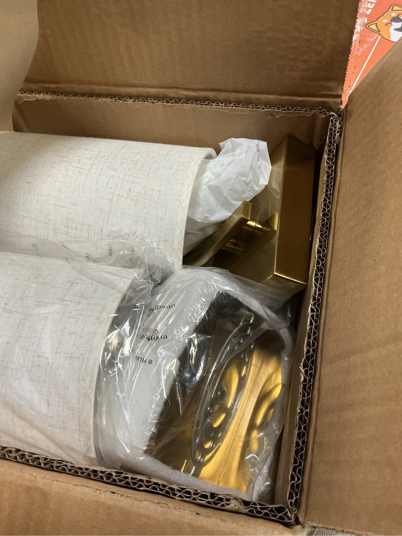 Condition photo showing Good Condition for Gold Rechargeable Battery Operated Wall Sconces Set of 2 with Remote, Wireless Dimmable Battery Powered LED Wall Lights, Cordless Wall Lighting Lamp Fixture for Bedroom Living Room