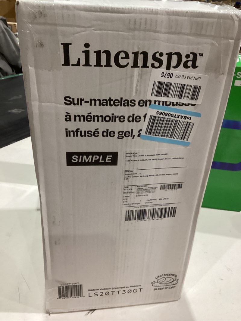 Condition photo showing Good Condition for LINENSPA Memory Foam Mattress Topper - 2 Inch Gel Infused Memory Foam - Plush Feel - Cooling and Pressure Relieving - CertiPUR Certified - Dorm Room Essentials - Twin Size Twin 2 Inch Classic Gel
