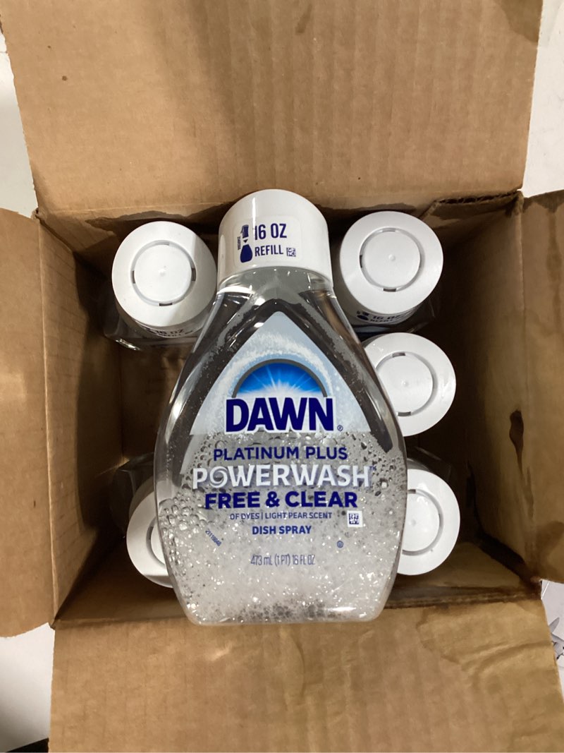 Condition photo showing Good Condition for dawn free & clear powerwash dish spray, dish soap, pear scent refill, 16 fl oz (6 pack) light pear 16 fl oz (pack of 6)