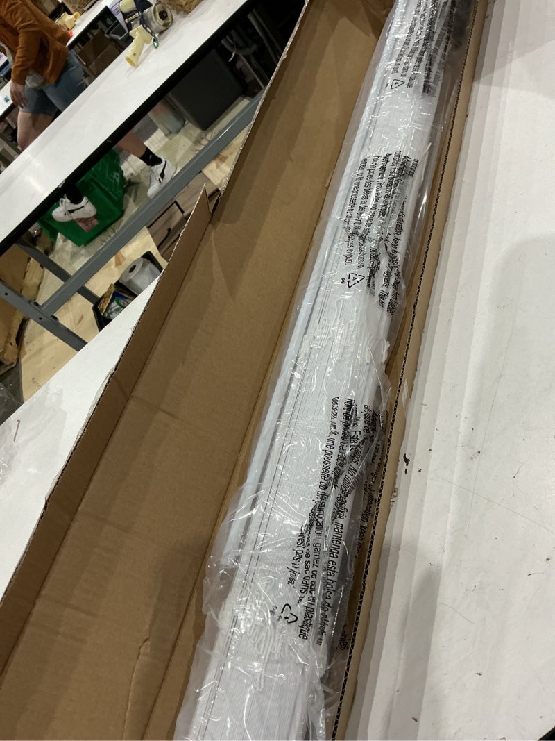 Condition photo showing Good Condition for unishades no drill blinds for windows 1" vinyl l-shaped slats cordless mini blinds for home, for window size 47" w × 64" h white white 47" w × 64" h