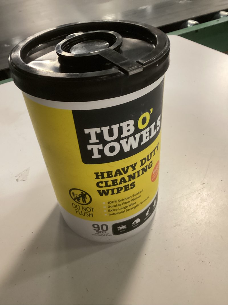 Condition photo showing New/Like New for Tub O' Towels TW90 Heavy-Duty 10" x 12" Size Multi-Surface Cleaning Wipes, (10" x 12" wipes) Per Canister, Pack of 1, 90 Count Total