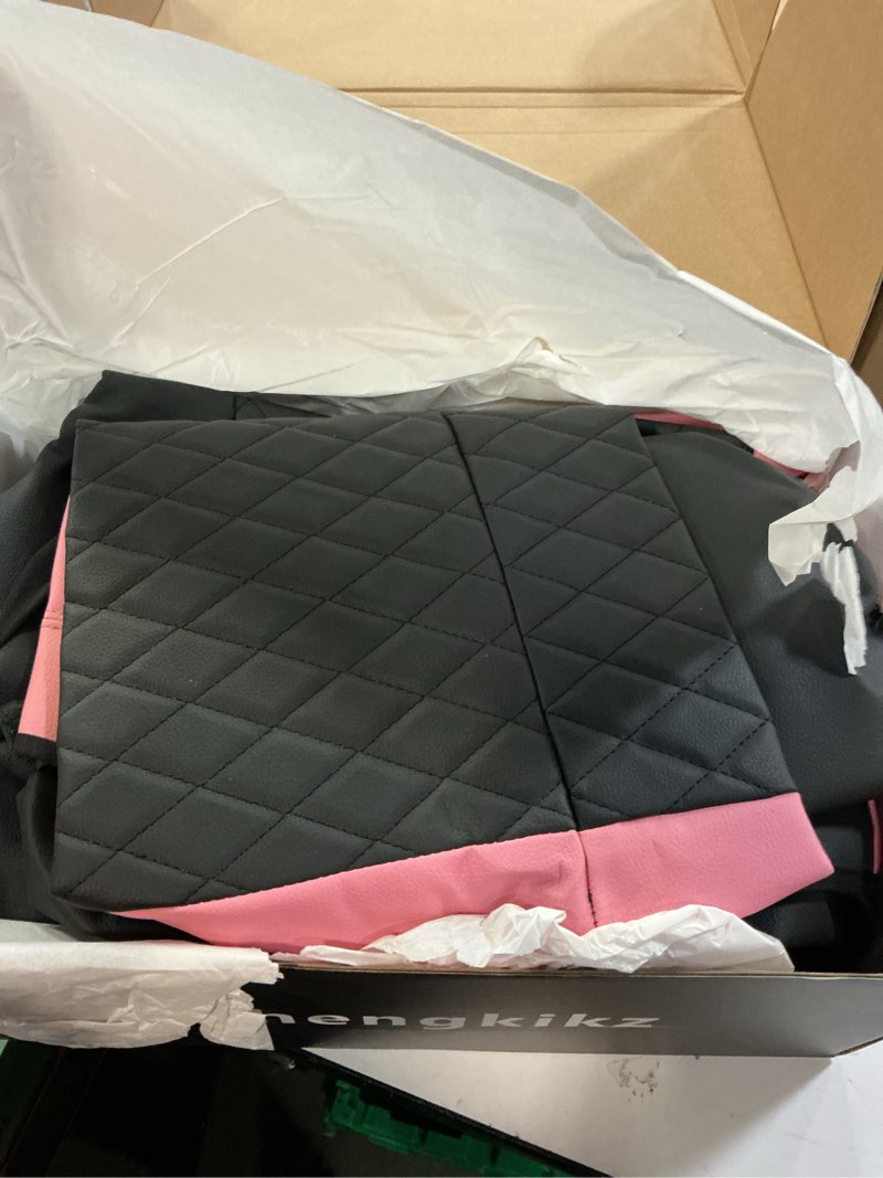 Condition photo showing Good Condition for hchengkikz seat covers for car, breathable and waterproof car seat covers, premium automotive airbag compatible universal fit for cars sedans suvs vans and trucks (full set, pink, n1) n1 pink full set
