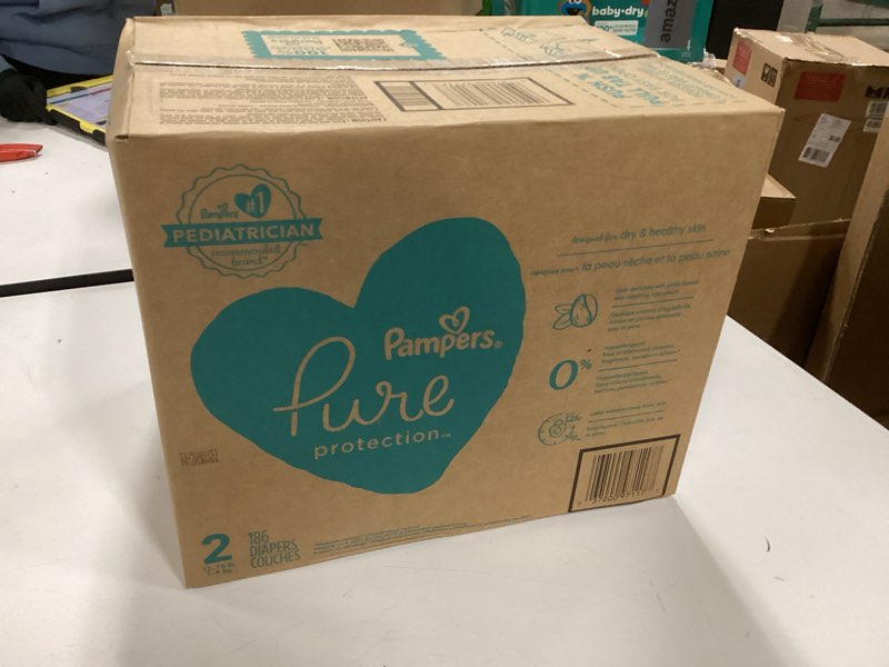 Condition photo showing New/Like New for Pampers Pure Protection Baby Diapers, Size 2 (12-18 lbs), 186 Count, Up to 100% Leakproof, Premium Plant-Based Skin Protection, Hypoallergenic Soft Diapers Size 2 186