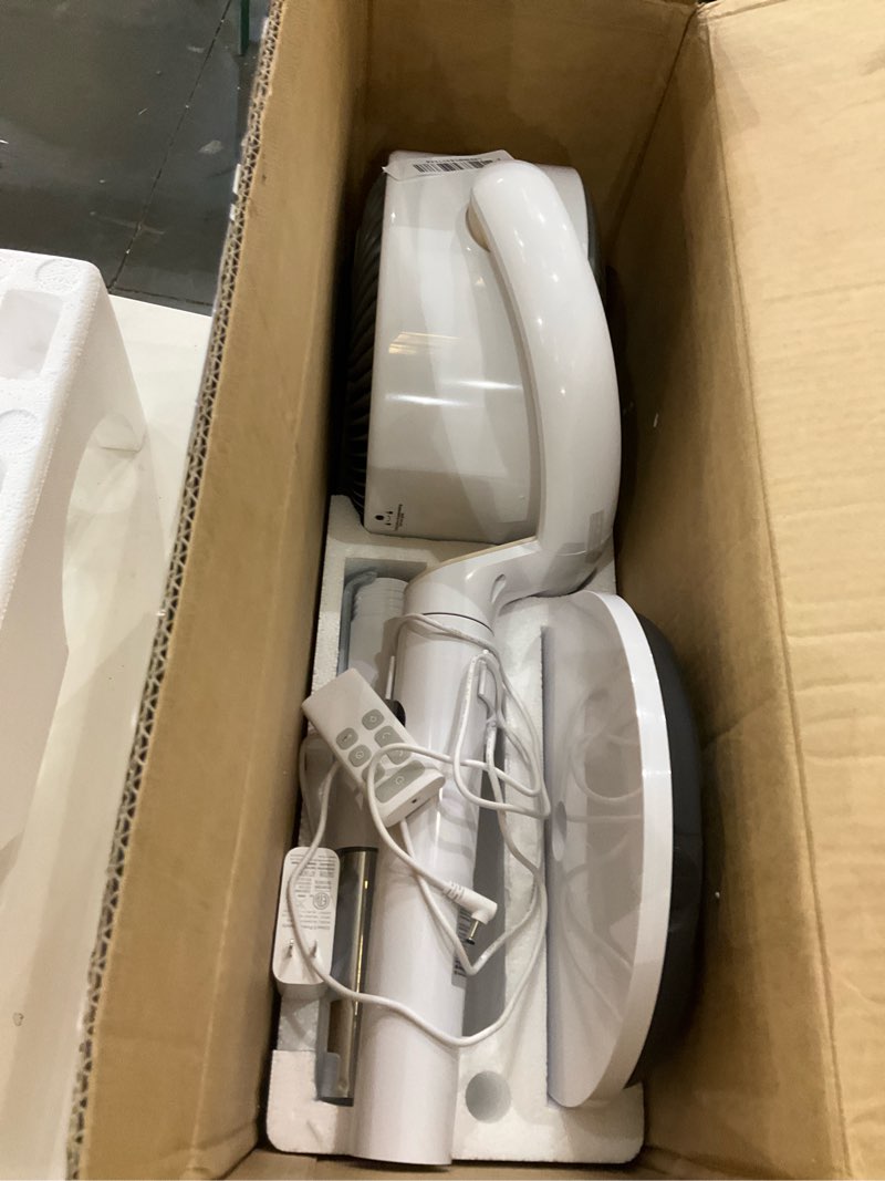 Condition photo showing As Is for Dreo Smart Fan for Bedroom, 120° +120° Omni-Directional Oscillating Fans, 90ft Quiet Pedestal Fan with RGB Light, 9 Speeds, 6 Modes, 20dB, 8H Timer, Wi-Fi/Voice/Alexa, 37-42" Floor Fans with Remote White