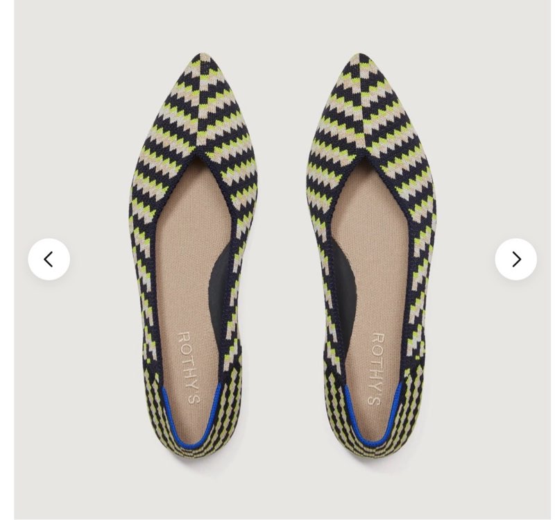 rothy’s women’s the point ii flats in neon night size 7  new in box