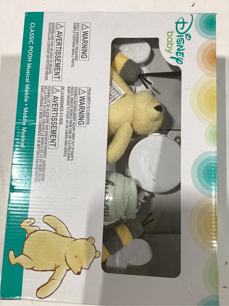 Condition photo showing As Is for disney winnie the pooh classic pooh ivory, sage, butter musical mobile with hunny pot and bees, ivory, sage, butter, brown ivory, sage, butter, brown 5 piece set