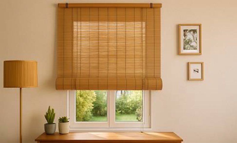 LazBlinds No Tools No Drill Cordless Bamboo Roman Shades, Light Filtering Window Treatment, Roll Up Bamboo Blinds for Windows 20'' W x 64'' H, Brown