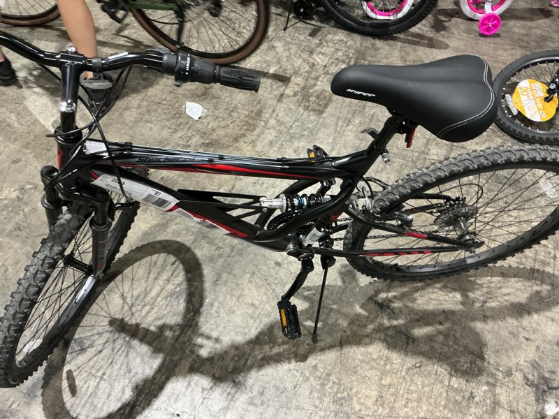Condition photo showing As Is for hyper bicycles 26" shocker mountain bike, adult ages 14+, black/red