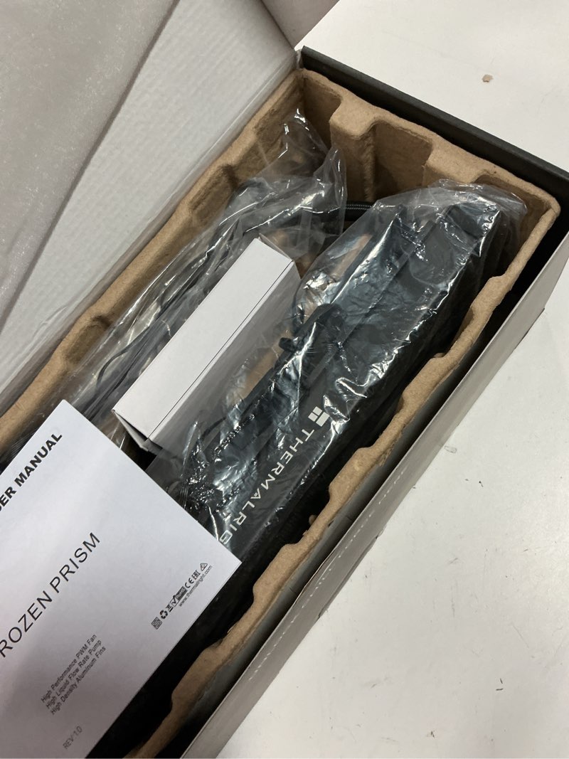 Condition photo showing New/Like New for thermalright frozen prism 360 black liquid cpu water cooler with 120mm pwm fan,360 black cold row specification,integrated water-cooler heatsink for am4/am5,intel lga1700/1150/1151/1200/2011/1851 360mm fp360 black