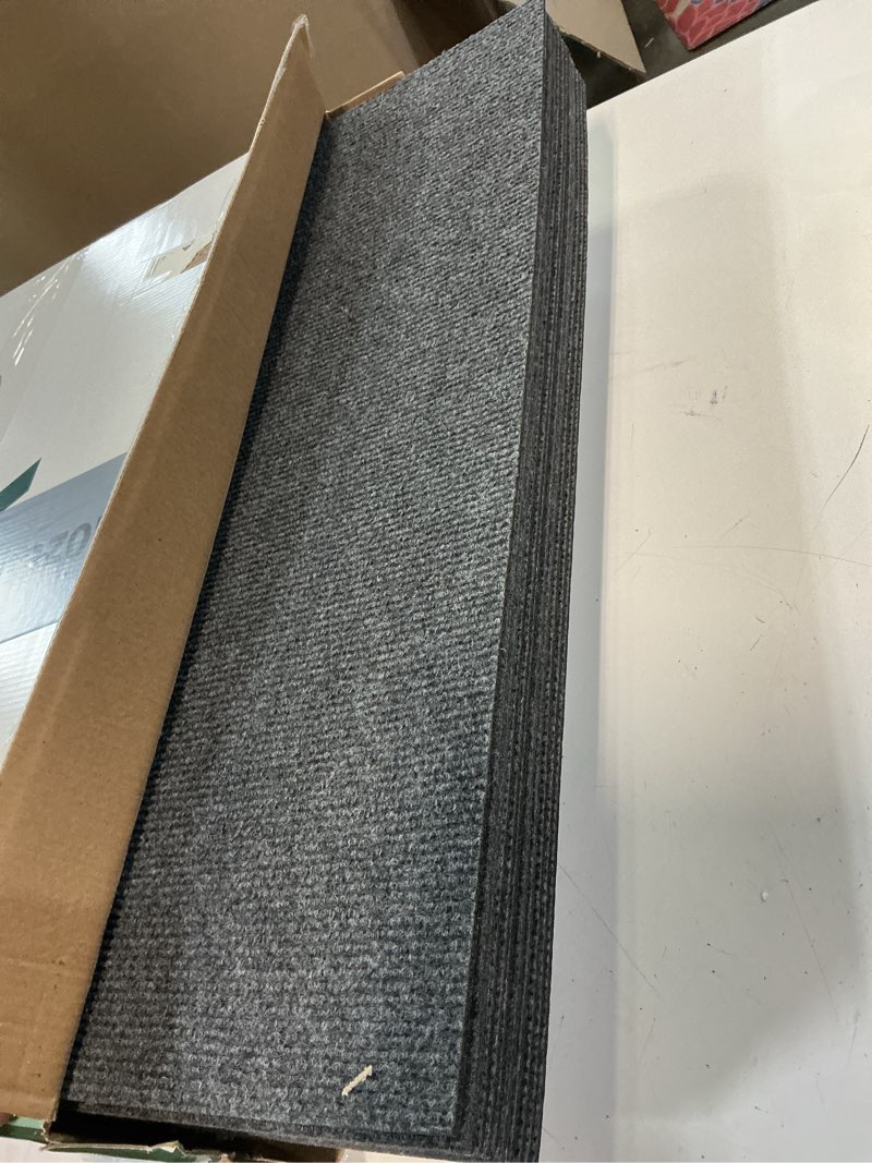 Condition photo showing Good Condition for Carpet Tile 20 Pack 24” X 24” Self Adhesive Carpet Floor Tiles Anti-Slip Squares Peel and Stick Floor Tilel DIY Installation for Bedroom(Dark Grey) 20 Dark Gray