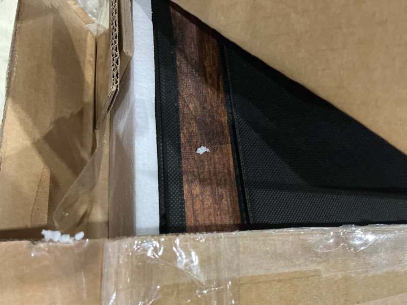 Condition photo showing As Is for olixis 5 drawer dresser for bedroom, closet chest organizer furniture, tv stand for living room hallway, wide fabric storage tower with wooden top and metal frame, brown rust brown 39.4"d x 11.8"w x 20.9"h (5 drawers)