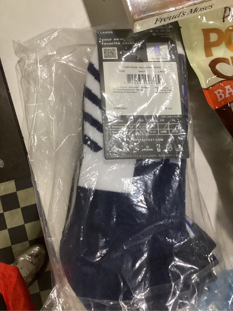 Condition photo showing Good Condition for For Bare Feet NBA mens Nba Camo Boom 3 Pack Socks Large Dallas Mavericks Large Team