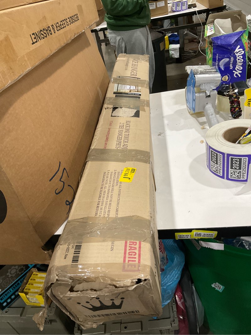 Condition photo showing As Is for ENJOYBASICS No Drill Curtain Rods for Window 28 to 47 Inches, 5/8 Inch Diameter Renter Friendly Drapery Rod with Adhesive Brackets without Drilling, Adjustable from 27 to 52 Inches, Black Black 27-52"