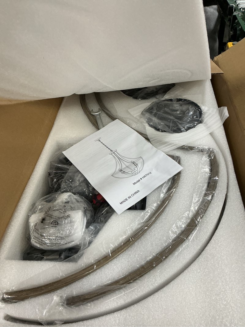 Condition photo showing Good Condition for 23.6" Large Farmhouse Chandeliers for Dining Room, 6-Light Adjustable Height Rustic Light fixtures for Kitchen Island Entryway Stairwell Breakfast Area, ?Retro Wood Texture and Black Finish 23.6"/6-Light